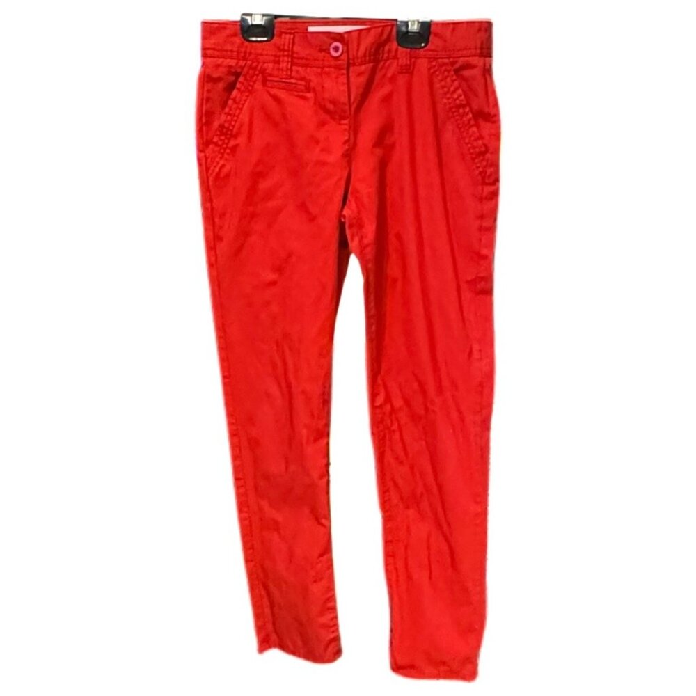 Chino MED Red Regular Fit Ankle Length Cotton 5-Pockets Women's Jeans Chinos New
